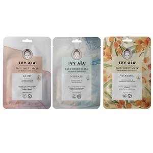 3 x Ivy Aïa Face Sheet Mask - Vitamin C + Glow + Hydrate